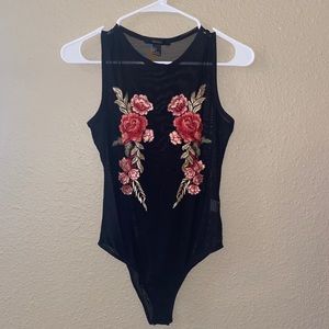 Mesh embroidered body suit